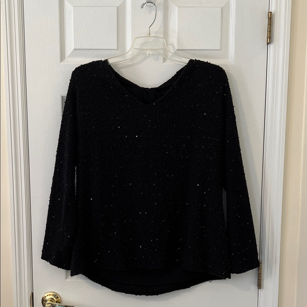 Jennifer Lopez Elegant Black Blouse with sequins